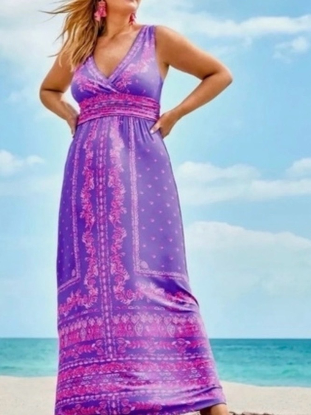 Lilly Pulitzer Purple and Pink Paisley-Print Maxi Dress